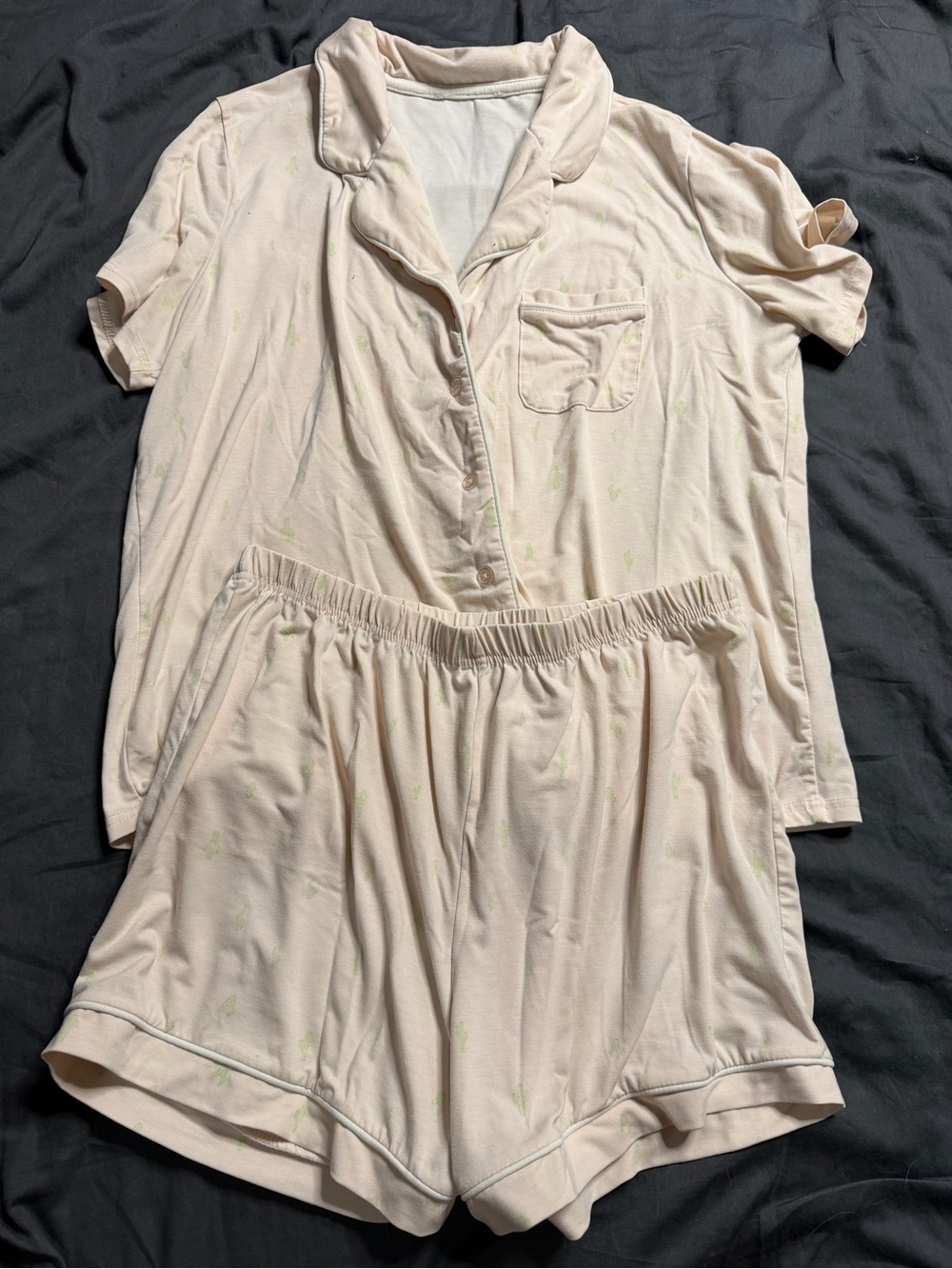 Women's Short Sleeve Pajama Set in Pale Pink - Lightweight Sleepwear
